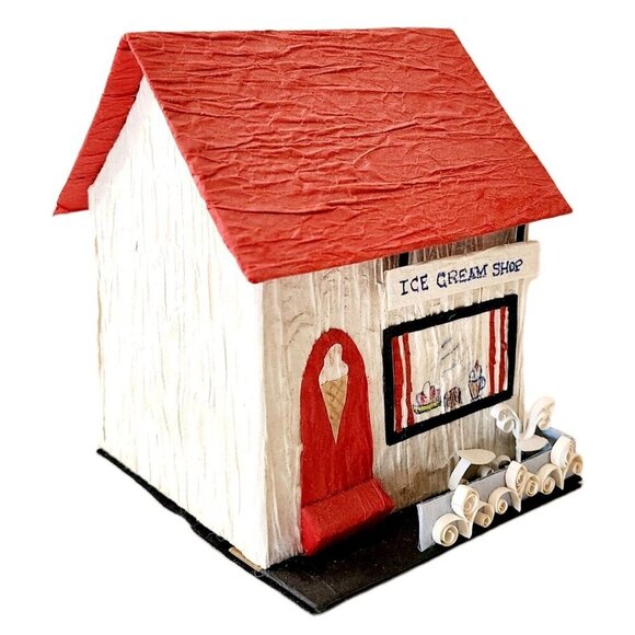 1970s Vintage Ice Cream Shop Paper House Village Crafts MCM Maine Handmade SS - Picture 1 of 4
